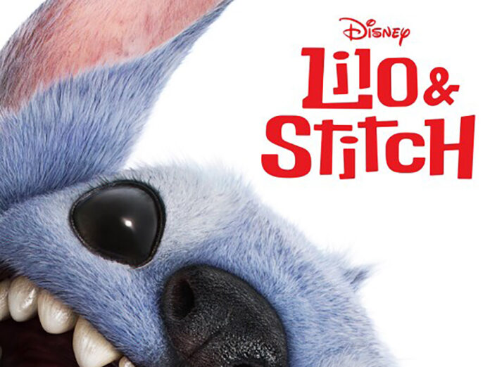 A silly close-up of Stitch’s face.